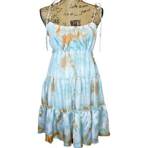 NWT BriDGE Tie Dyed Tiered Spaghetti Strap Dress Size Medium